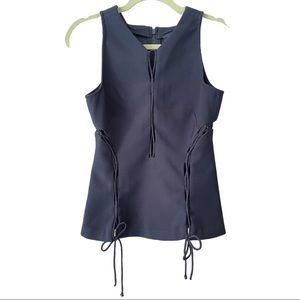 NEW Kendall And Kylie Black Lace Up Cut Out Sleeveless Blouse Top Size Small